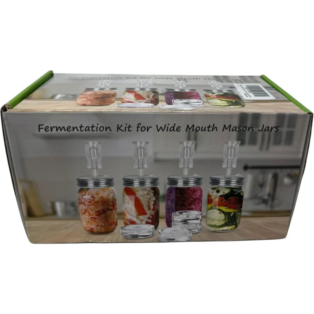 Fermentation Kit Wide Mouth Mason Jar Lids Air Valve Weights Sauerkraut Kimchi